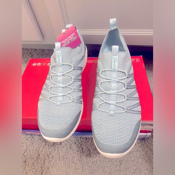 Skechers Shoes - Skechers light Blue memory foam slip on shoes  sz 7.5